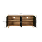 63  Accent TV Stand with Carved Doors & Wood Legs for Living Room