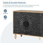 63  Accent TV Stand with Carved Doors & Wood Legs for Living Room