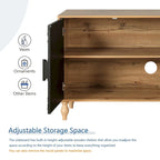 63  Accent TV Stand with Carved Doors & Wood Legs for Living Room