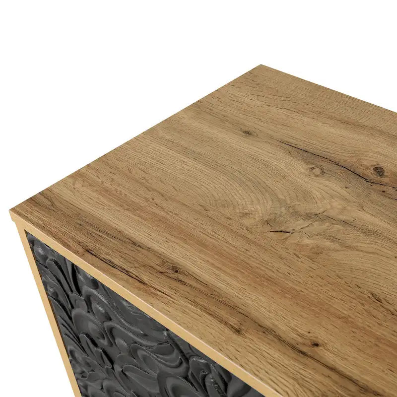 63  Accent TV Stand with Carved Doors & Wood Legs for Living Room