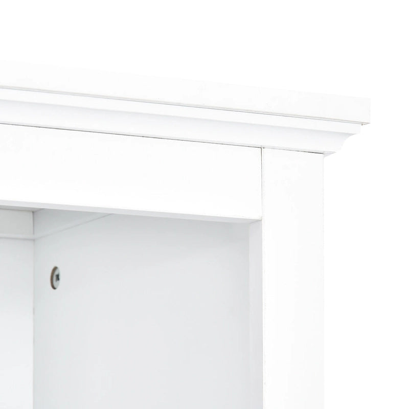 Entertainment Wall Unit with Bridge, Tempered Glass Doors for TVs Up to 70