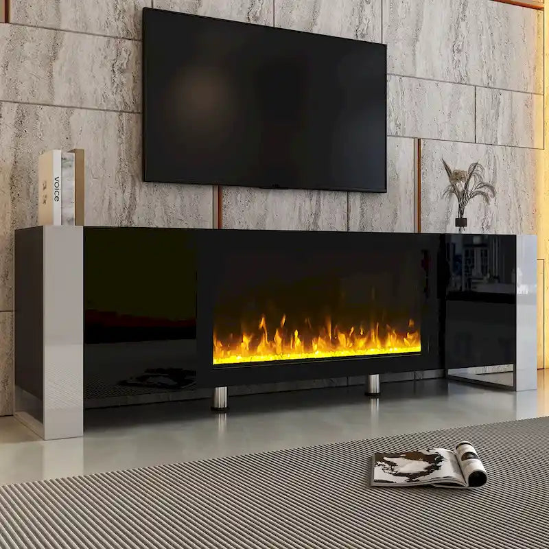 Modern 68.1  Fireplace TV Stand with 2 Large Cabinets for TVs up to 78