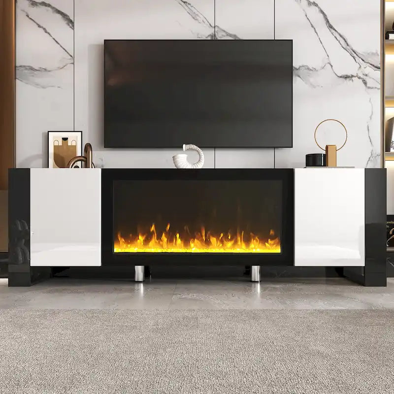 Modern 68.1  Fireplace TV Stand with 2 Large Cabinets for TVs up to 78