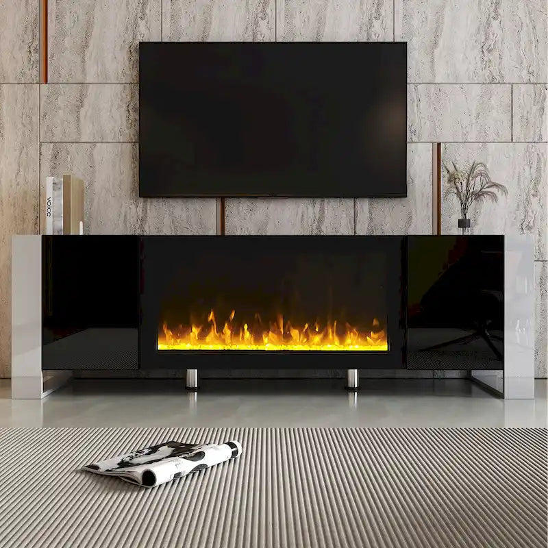 Modern 68.1  Fireplace TV Stand with 2 Large Cabinets for TVs up to 78