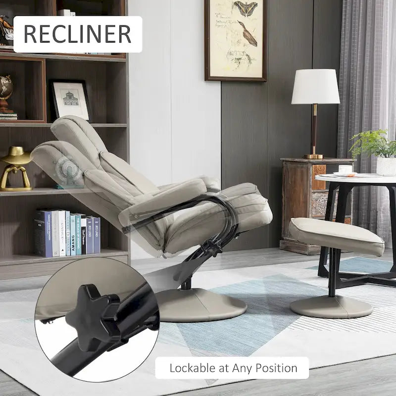 30  High Back Swivel Recliner Chair with Ottoman