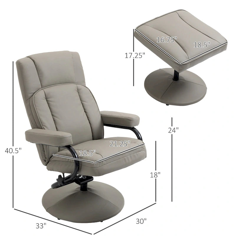 30  High Back Swivel Recliner Chair with Ottoman