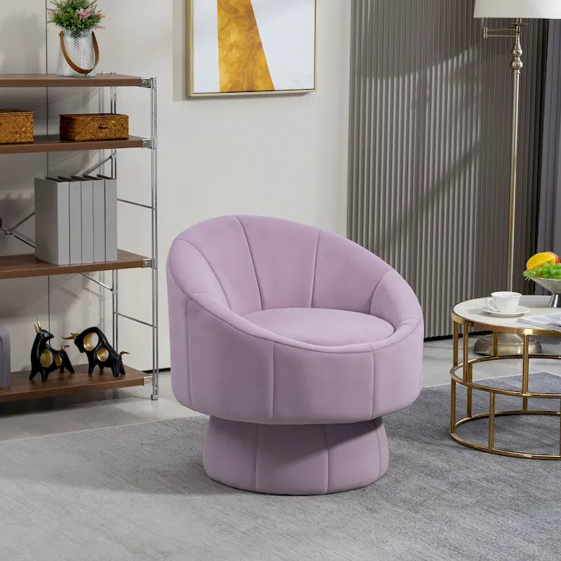 Modern 28.75  Velvet Upholstered 360 Swivel Accent Chair with Wood Frame and Waist Cushion