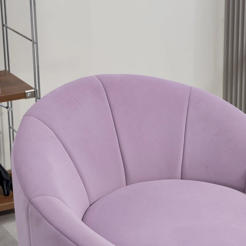Modern 28.75  Velvet Upholstered 360 Swivel Accent Chair with Wood Frame and Waist Cushion