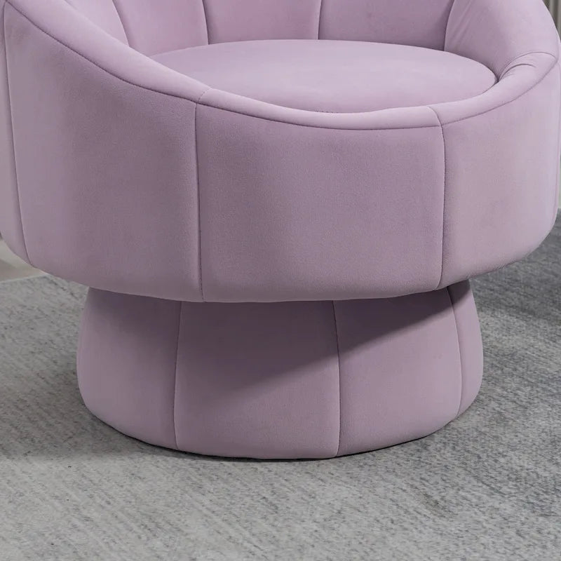 Modern 28.75  Velvet Upholstered 360 Swivel Accent Chair with Wood Frame and Waist Cushion