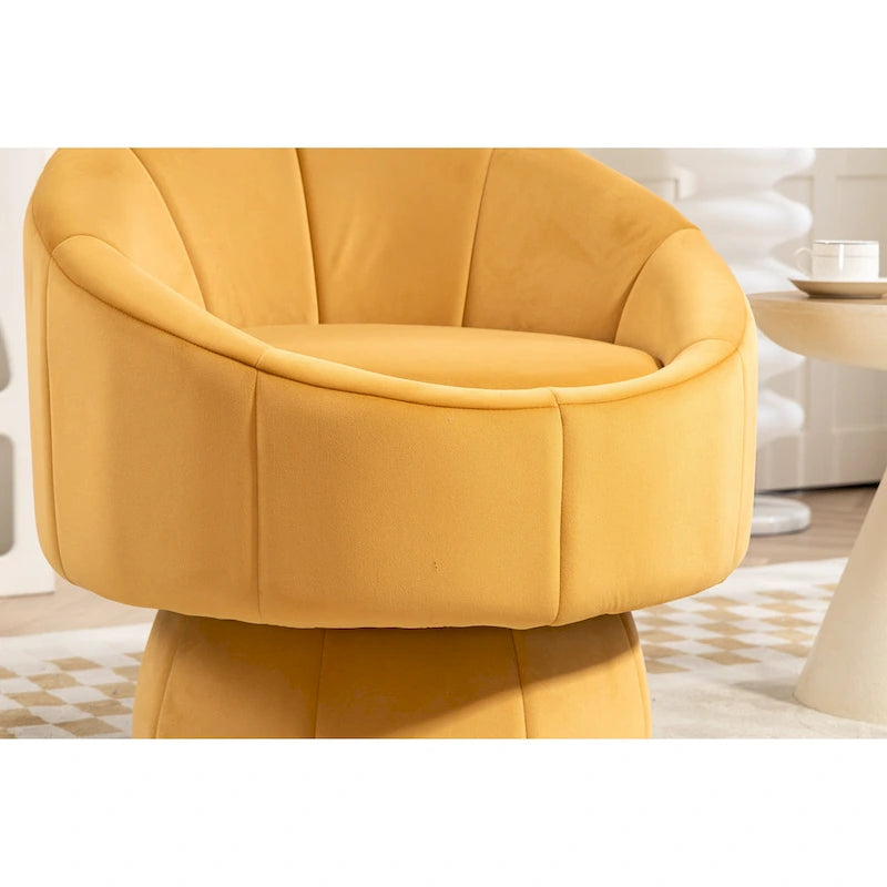 Modern 28.75  Velvet Upholstered 360 Swivel Accent Chair with Wood Frame and Waist Cushion