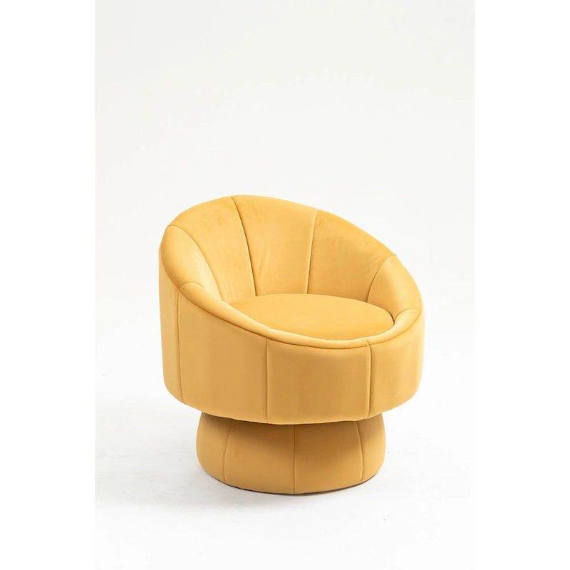 Modern 28.75  Velvet Upholstered 360 Swivel Accent Chair with Wood Frame and Waist Cushion