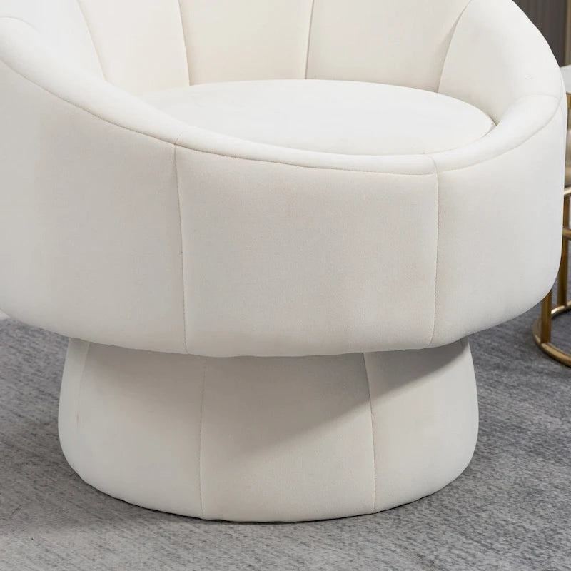 Modern 28.75  Velvet Upholstered 360 Swivel Accent Chair with Wood Frame and Waist Cushion