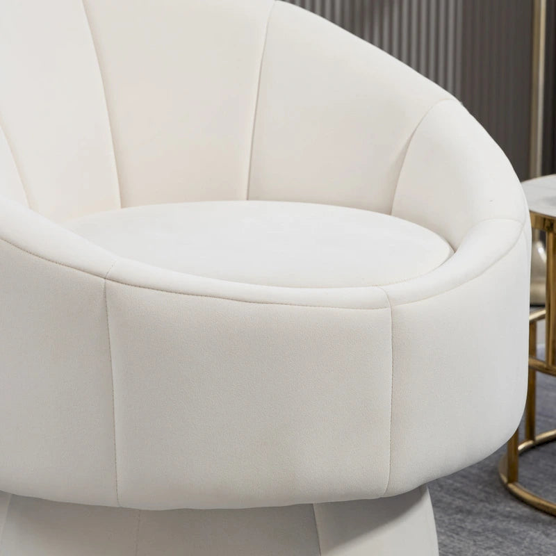 Modern 28.75  Velvet Upholstered 360 Swivel Accent Chair with Wood Frame and Waist Cushion
