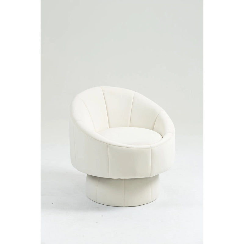 Modern 28.75  Velvet Upholstered 360 Swivel Accent Chair with Wood Frame and Waist Cushion