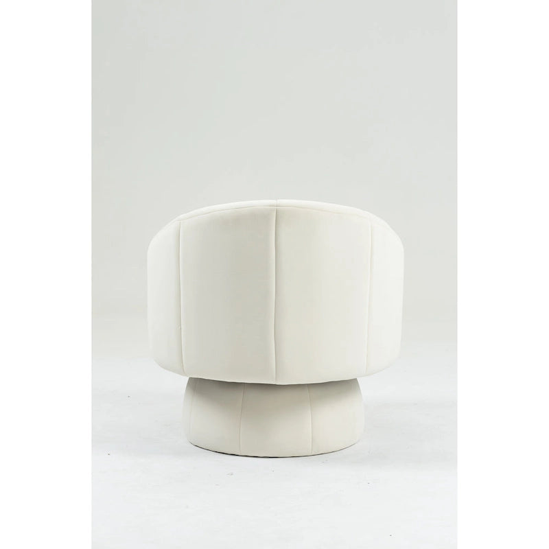 Modern 28.75  Velvet Upholstered 360 Swivel Accent Chair with Wood Frame and Waist Cushion