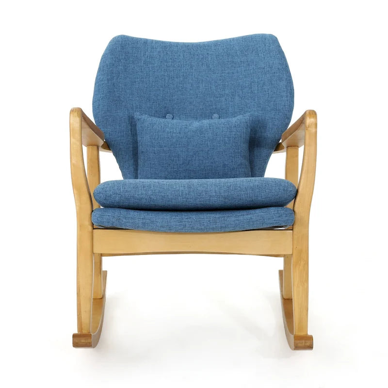Solid Wood Rocking Chair with Linen Cushion and Premium Handcrafted