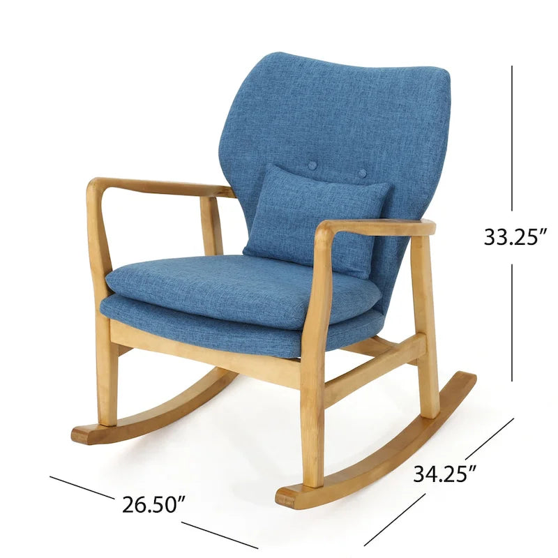Solid Wood Rocking Chair with Linen Cushion and Premium Handcrafted