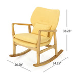 Solid Wood Rocking Chair with Linen Cushion and Premium Handcrafted