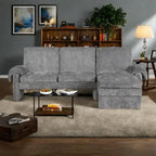 94.1  Chenille L-Shaped Futon Sofa with Adjustable Backrest & Reversible Chaise