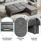 94.1  Chenille L-Shaped Futon Sofa with Adjustable Backrest & Reversible Chaise
