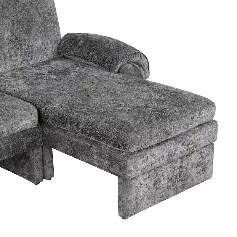 94.1  Chenille L-Shaped Futon Sofa with Adjustable Backrest & Reversible Chaise