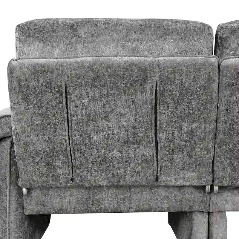 94.1  Chenille L-Shaped Futon Sofa with Adjustable Backrest & Reversible Chaise