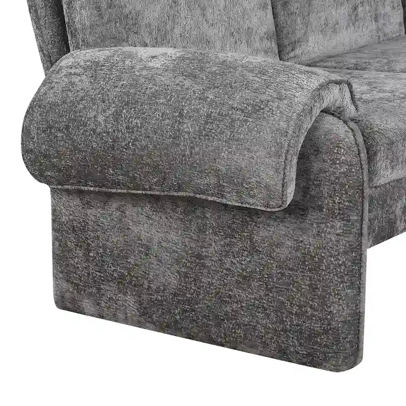 94.1  Chenille L-Shaped Futon Sofa with Adjustable Backrest & Reversible Chaise