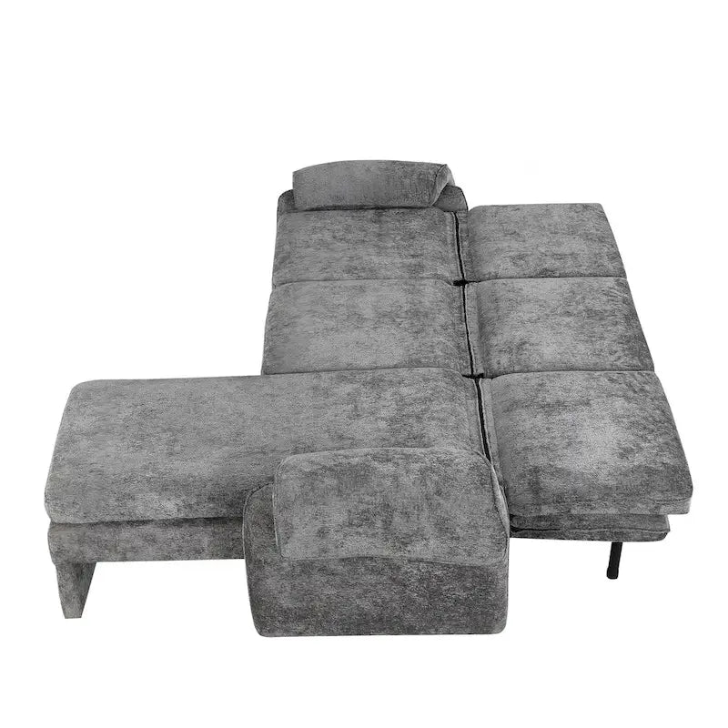 94.1  Chenille L-Shaped Futon Sofa with Adjustable Backrest & Reversible Chaise