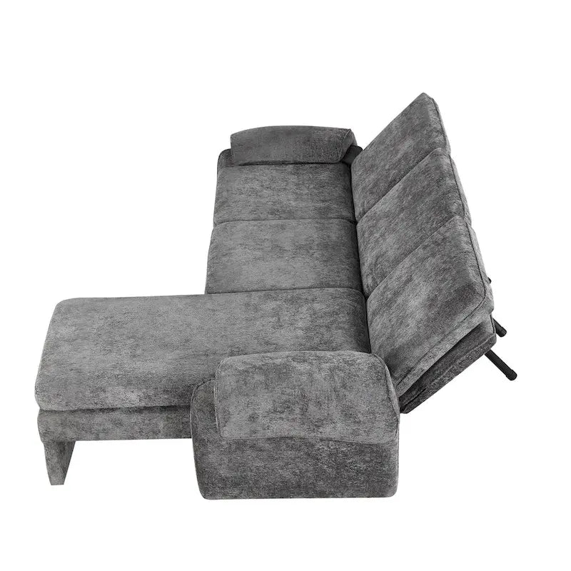 94.1  Chenille L-Shaped Futon Sofa with Adjustable Backrest & Reversible Chaise