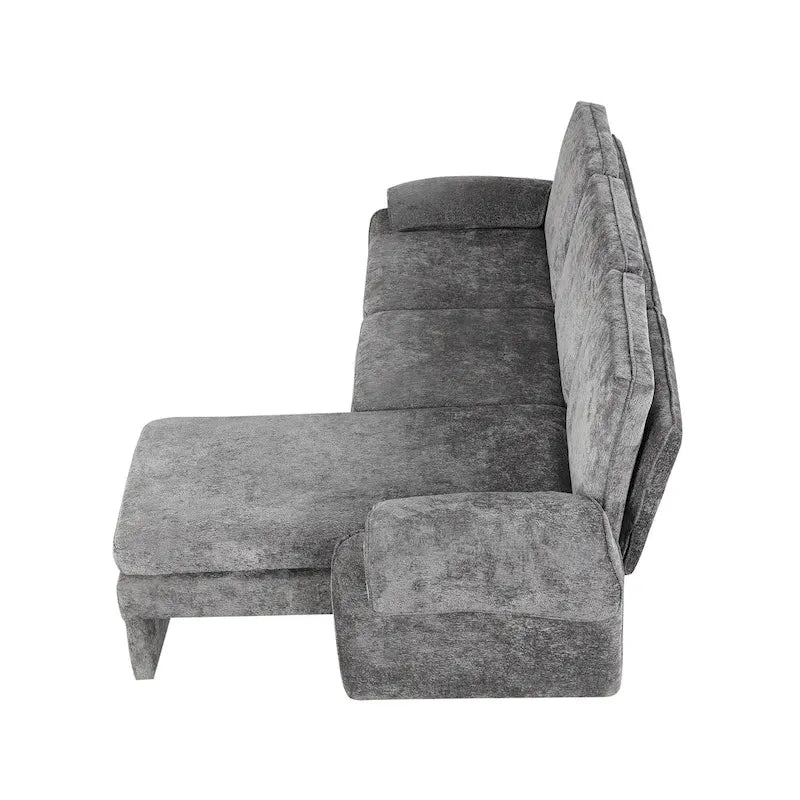 94.1  Chenille L-Shaped Futon Sofa with Adjustable Backrest & Reversible Chaise