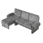 94.1  Chenille L-Shaped Futon Sofa with Adjustable Backrest & Reversible Chaise