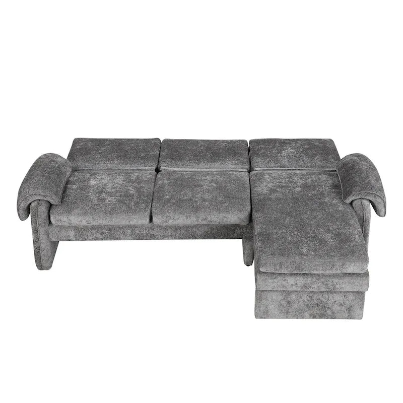 94.1  Chenille L-Shaped Futon Sofa with Adjustable Backrest & Reversible Chaise