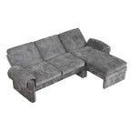 94.1  Chenille L-Shaped Futon Sofa with Adjustable Backrest & Reversible Chaise