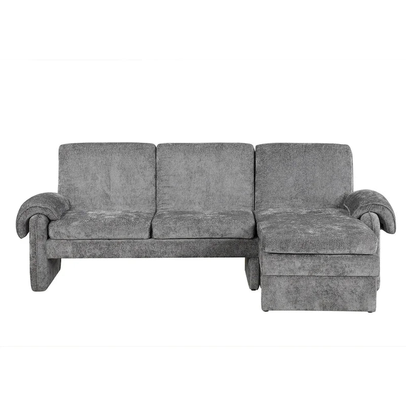 94.1  Chenille L-Shaped Futon Sofa with Adjustable Backrest & Reversible Chaise