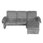 94.1  Chenille L-Shaped Futon Sofa with Adjustable Backrest & Reversible Chaise