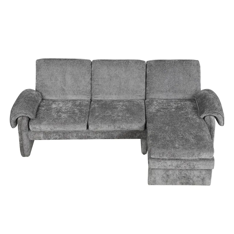 94.1  Chenille L-Shaped Futon Sofa with Adjustable Backrest & Reversible Chaise