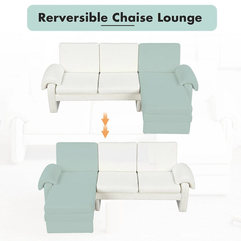 94.1  Chenille L-Shaped Futon Sofa with Adjustable Backrest & Reversible Chaise