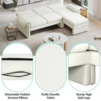 94.1  Chenille L-Shaped Futon Sofa with Adjustable Backrest & Reversible Chaise