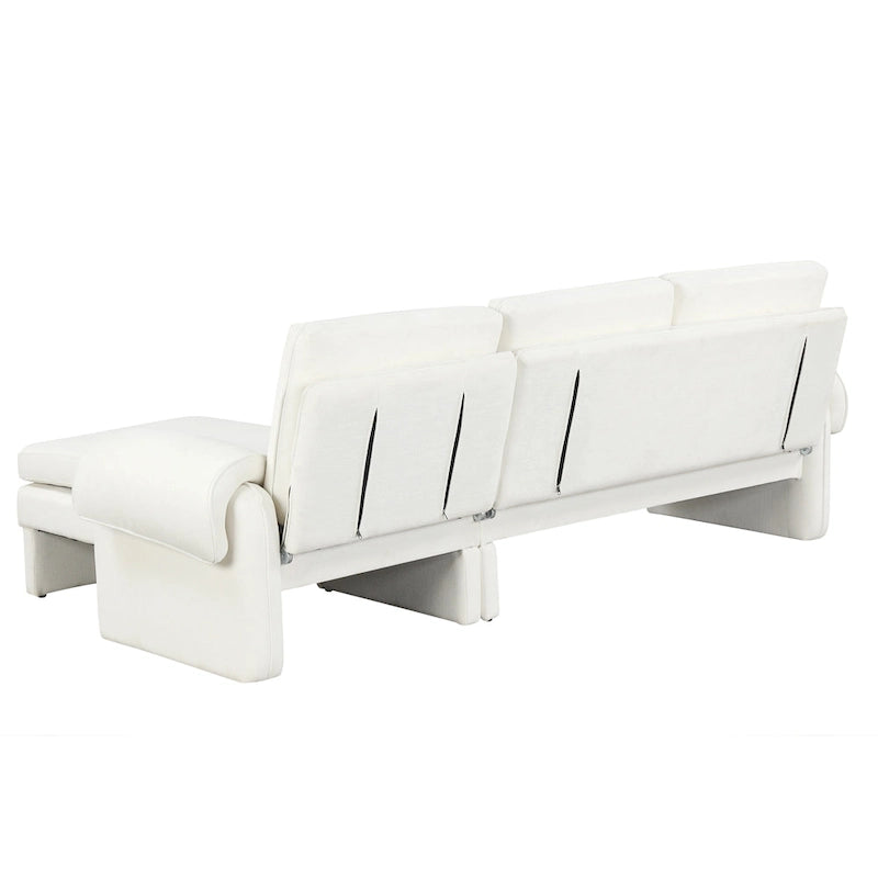 94.1  Chenille L-Shaped Futon Sofa with Adjustable Backrest & Reversible Chaise