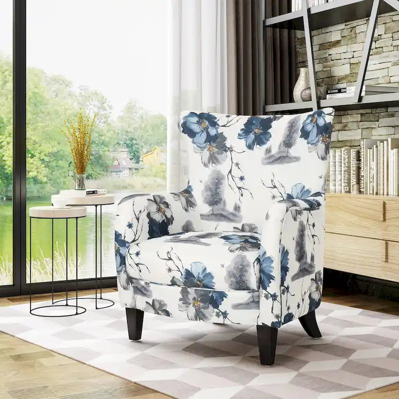 Modern Retro 30.25  High Back Upholstered Arm Chair with Wood Legs for Living Room