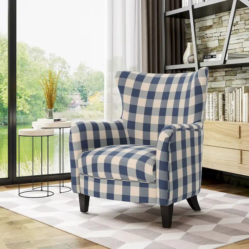 Modern Retro 30.25  High Back Upholstered Arm Chair with Wood Legs for Living Room