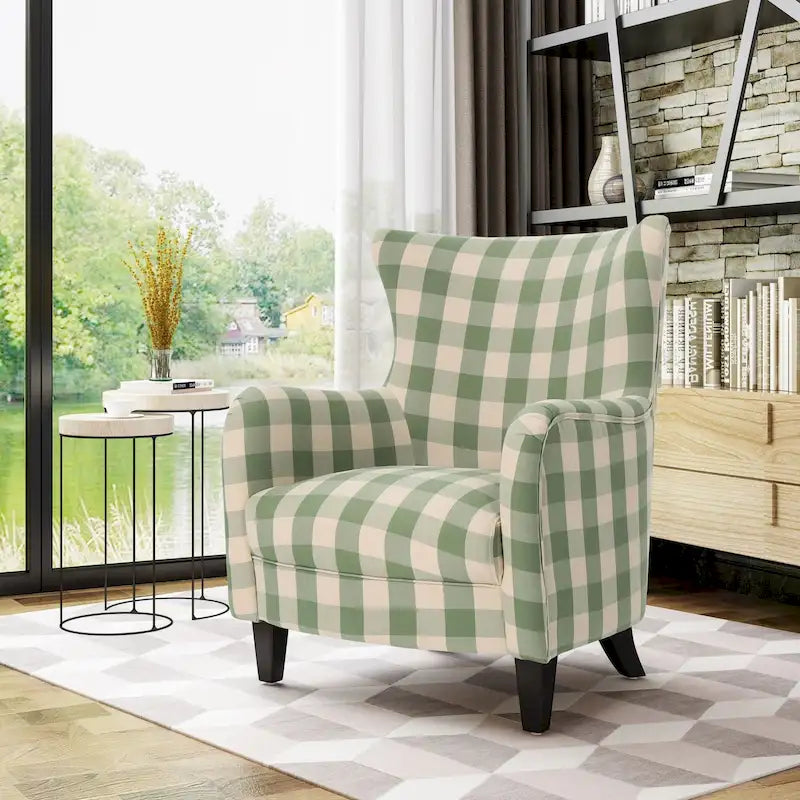 Modern Retro 30.25  High Back Upholstered Arm Chair with Wood Legs for Living Room