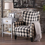 Modern Retro 30.25  High Back Upholstered Arm Chair with Wood Legs for Living Room