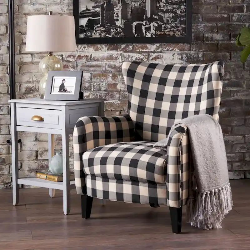 Modern Retro 30.25  High Back Upholstered Arm Chair with Wood Legs for Living Room