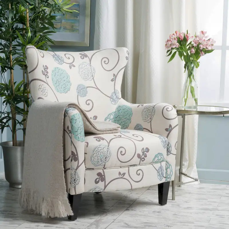 Modern Retro 30.25  High Back Upholstered Arm Chair with Wood Legs for Living Room
