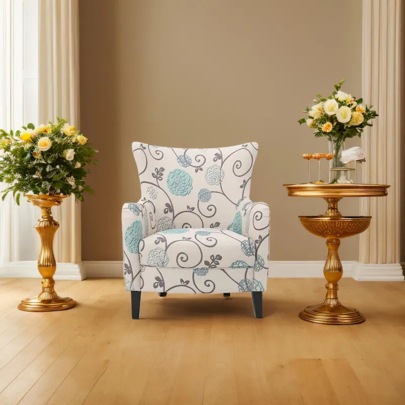 Modern Retro 30.25  High Back Upholstered Arm Chair with Wood Legs for Living Room