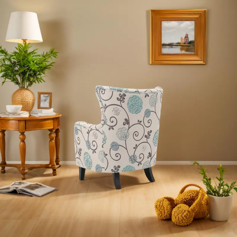 Modern Retro 30.25  High Back Upholstered Arm Chair with Wood Legs for Living Room