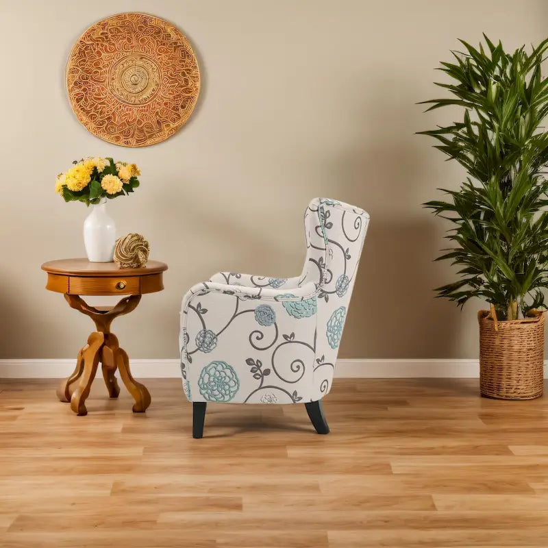 Modern Retro 30.25  High Back Upholstered Arm Chair with Wood Legs for Living Room