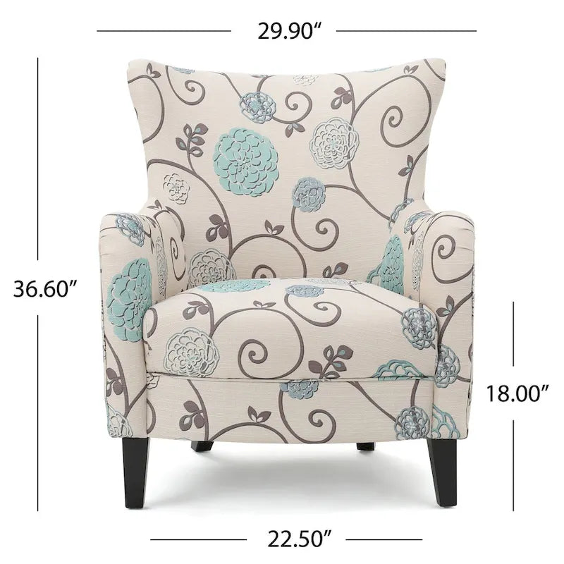 Modern Retro 30.25  High Back Upholstered Arm Chair with Wood Legs for Living Room