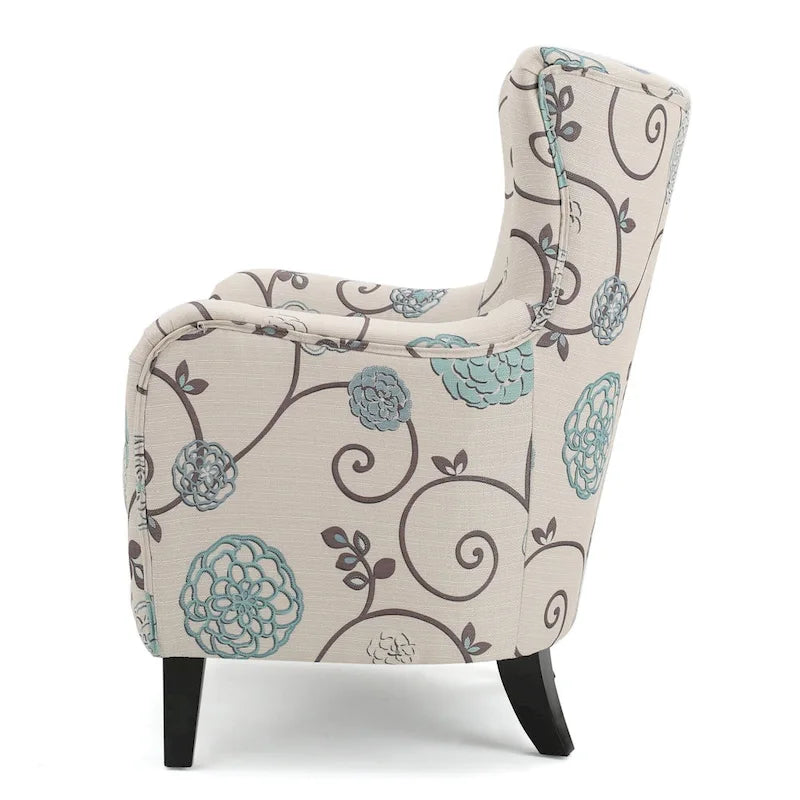 Modern Retro 30.25  High Back Upholstered Arm Chair with Wood Legs for Living Room